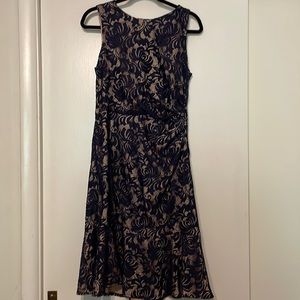 Eliza J size 10 Navy lace dress with bottom ruffle